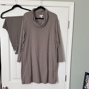 J. Jill Heathered Brown Cowl Neck Tunic